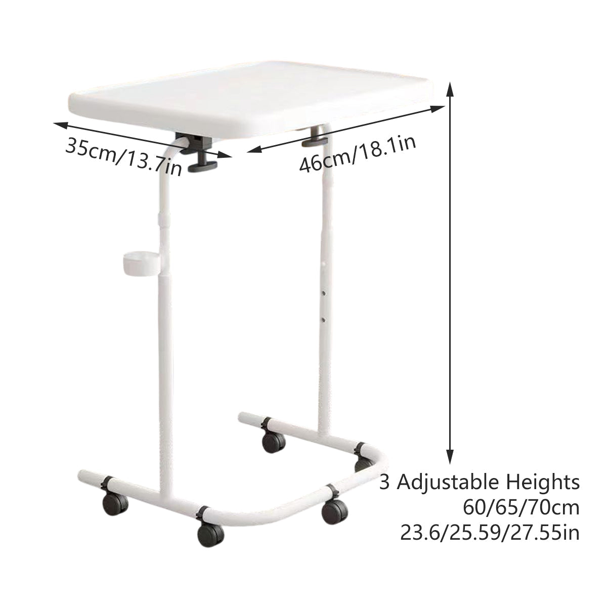 Mobile Laptop Cart Featuring Tilt Top and Cup Holder