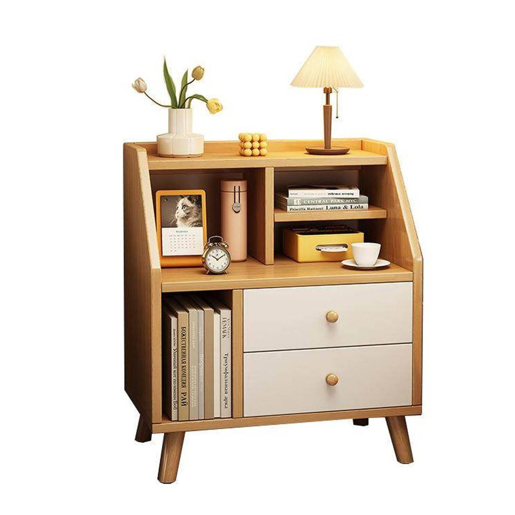 Modern Minimalist Bedside Table Bedroom Nightstand with Storage Drawer Shelf