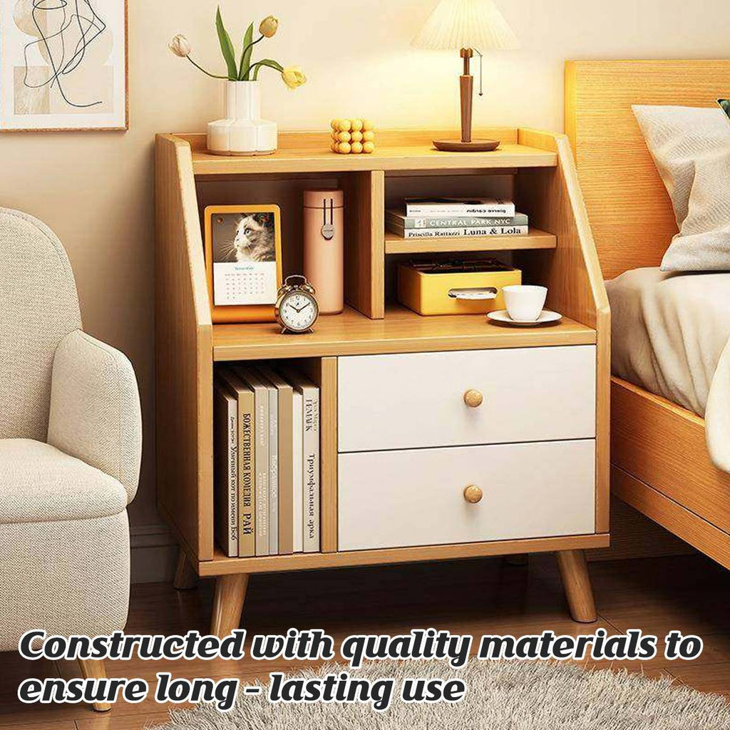 Modern Minimalist Bedside Table Bedroom Nightstand with Storage Drawer Shelf