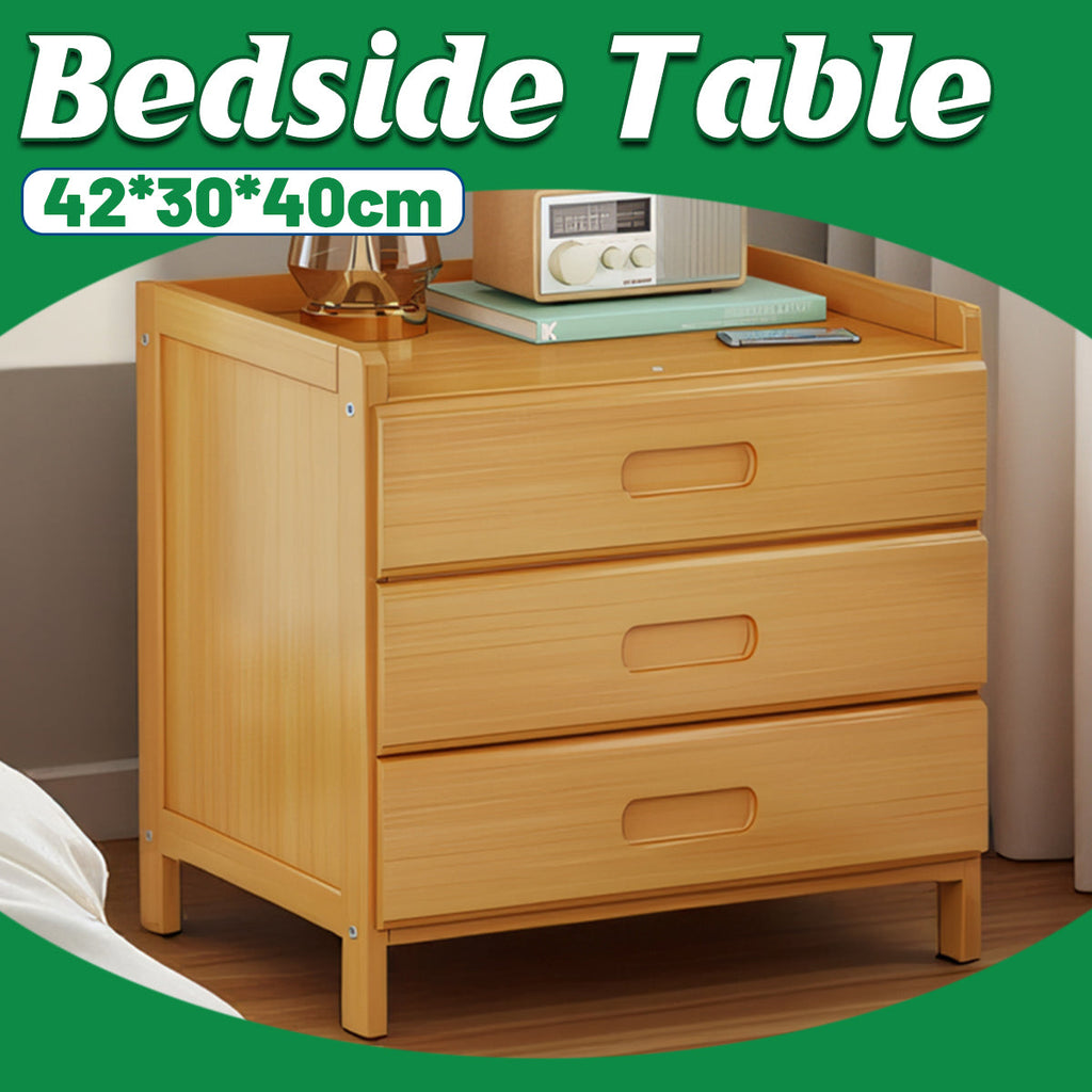 Small Multi-layer Solid Wood Bedroom Nightstand with Drawer Space Saving Bedroom