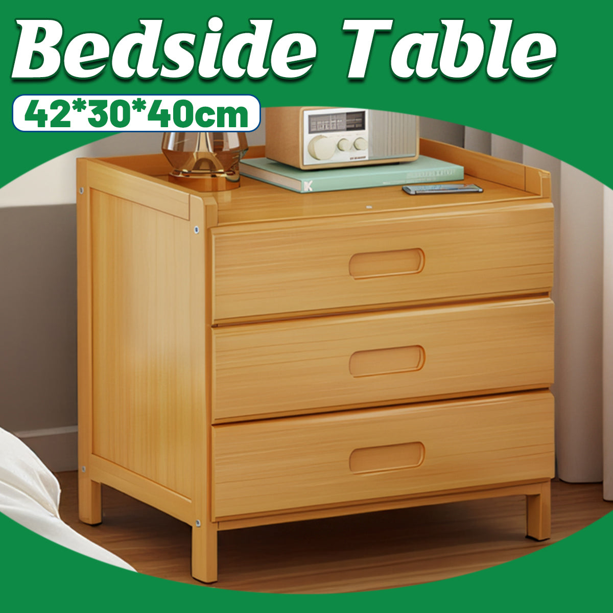 Small Multi-layer Solid Wood Bedroom Nightstand with Drawer Space Saving Bedroom
