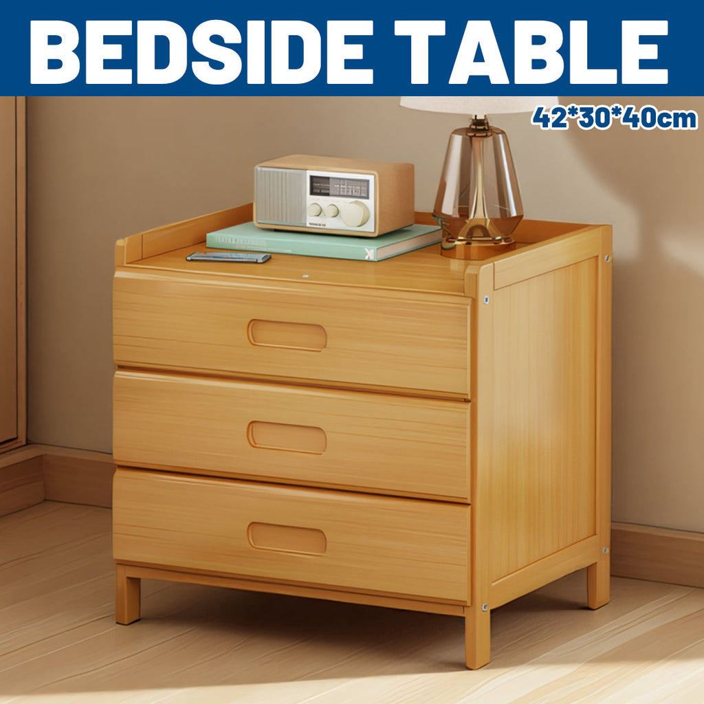 Small Multi-layer Solid Wood Bedroom Nightstand with Drawer Space Saving Bedroom