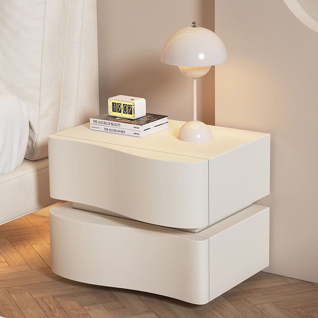 Wavy Bedside Storage Cabinet 45cm Bedroom Nightstand with Hidden Handle