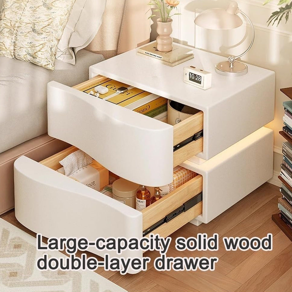 Wavy Bedside Storage Cabinet 45cm Bedroom Nightstand with Hidden Handle