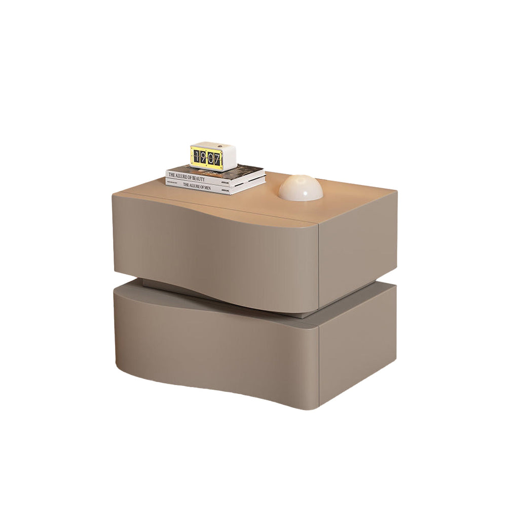 Wavy Bedside Storage Cabinet 45cm Bedroom Nightstand with Hidden Handle