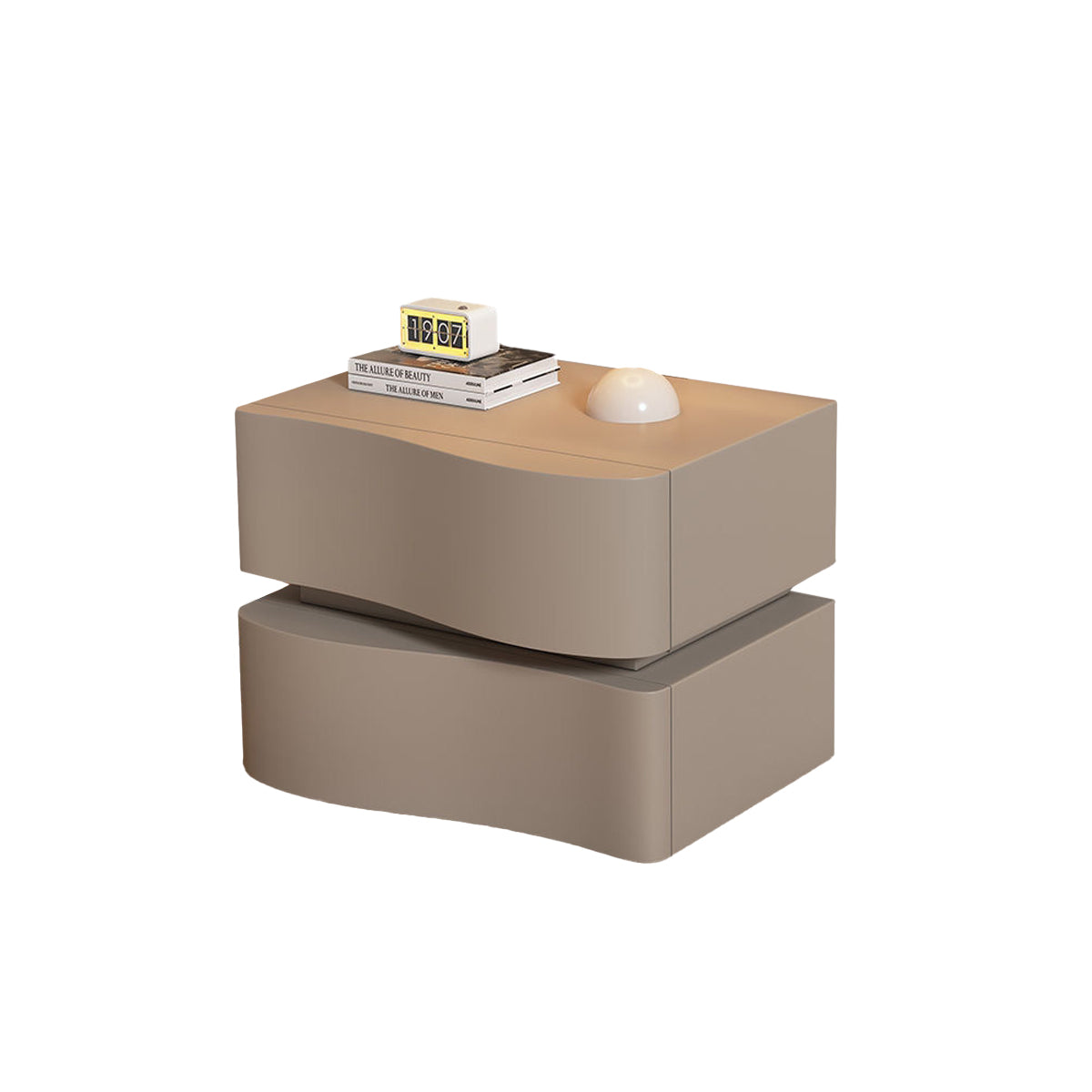 Wavy Bedside Storage Cabinet 45cm Bedroom Nightstand with Hidden Handle