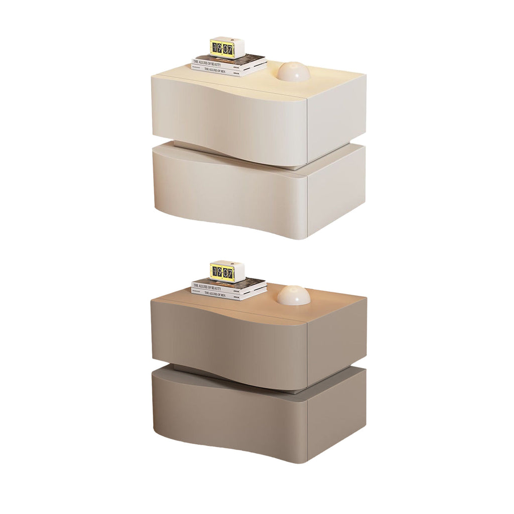 Wavy Bedside Storage Cabinet 45cm Bedroom Nightstand with Hidden Handle