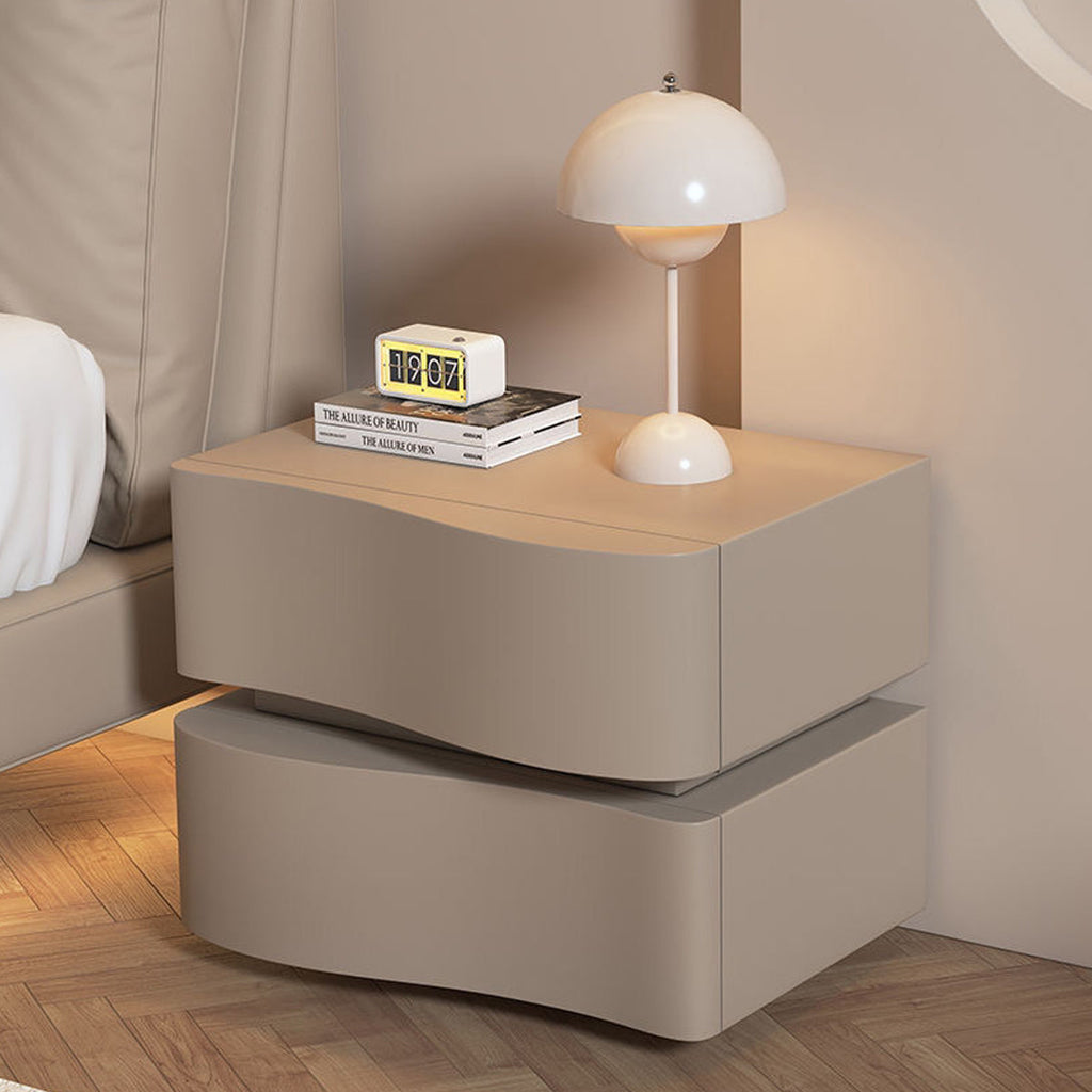 Wavy Bedside Storage Cabinet 45cm Bedroom Nightstand with Hidden Handle
