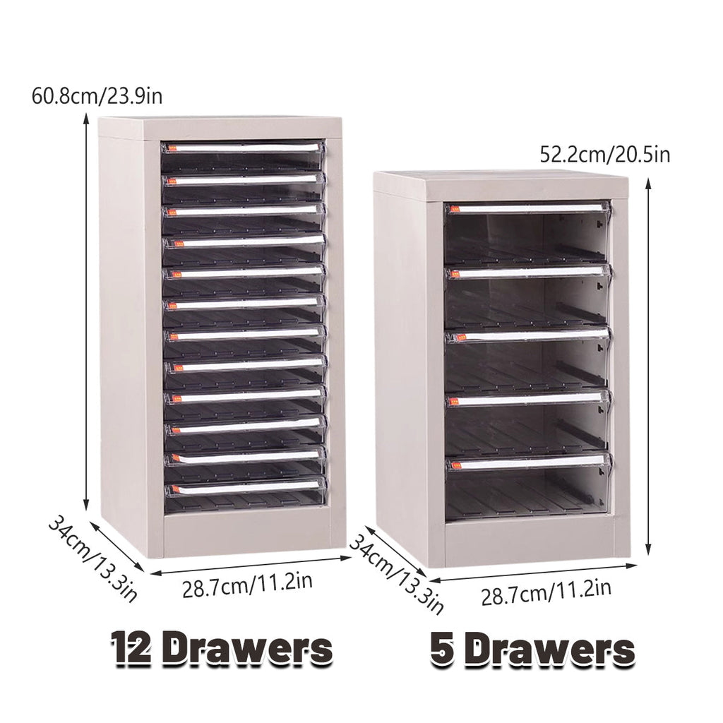 A4 Storage Tower with 5 or 12 Clear-Front Drawers