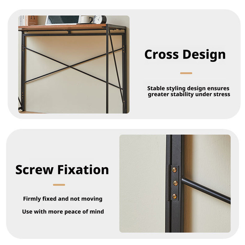 Compact Folding Study Desk with Metal Pipe Frame