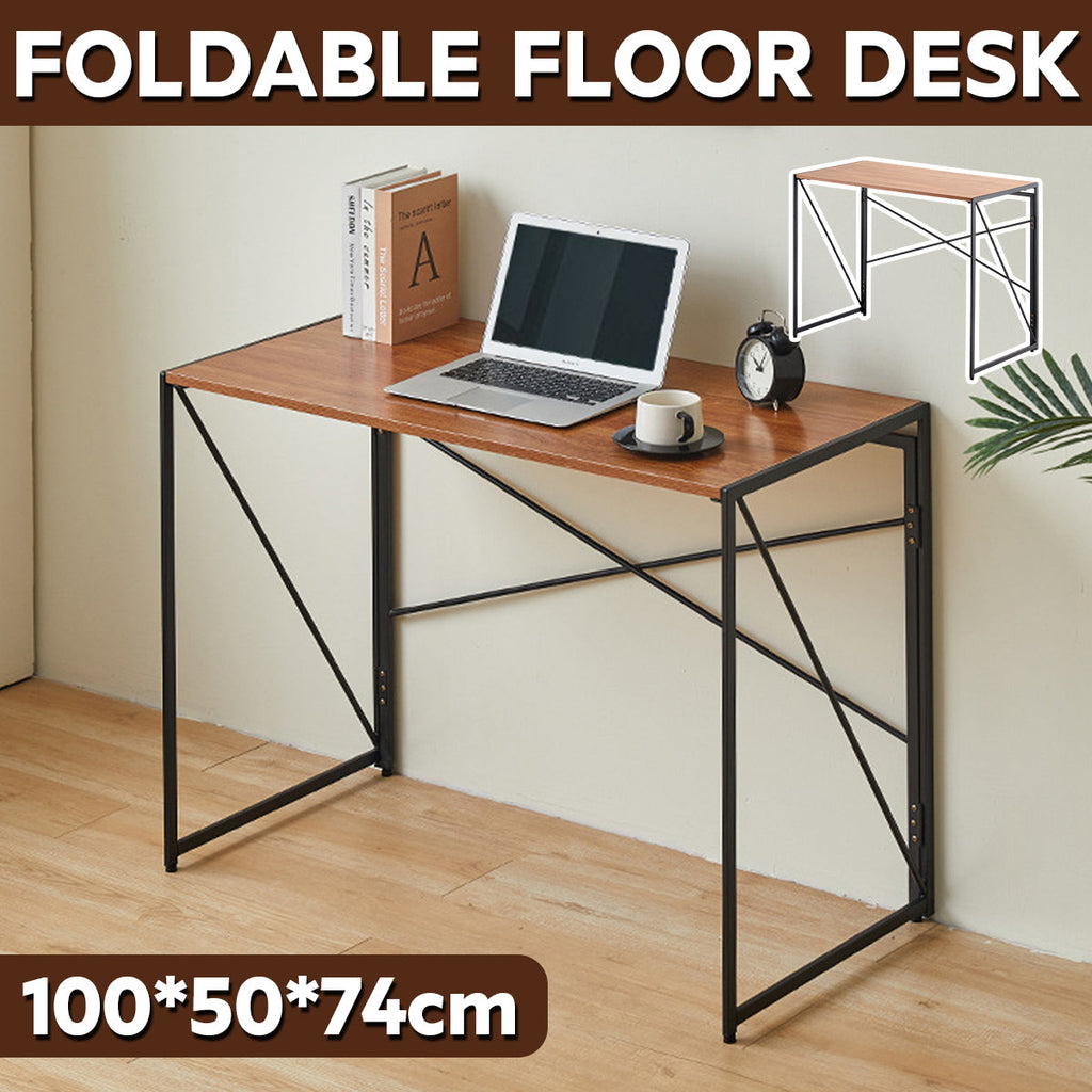 Compact Folding Study Desk with Metal Pipe Frame