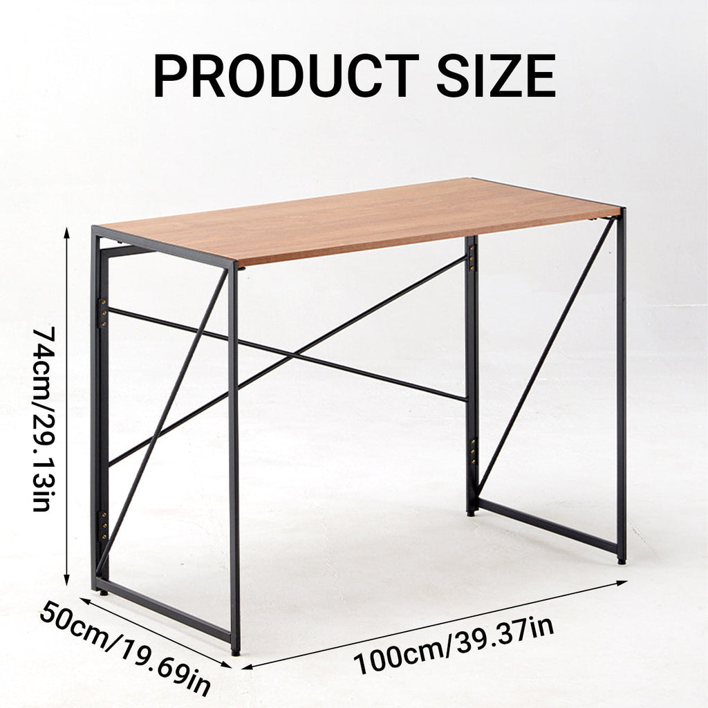 Compact Folding Study Desk with Metal Pipe Frame