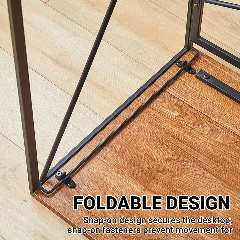 Compact Folding Study Desk with Metal Pipe Frame