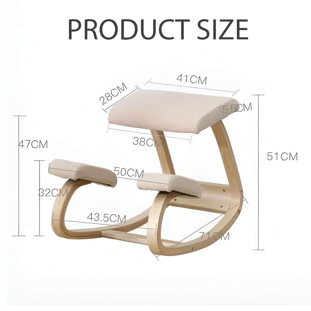 Posture Kneeling Stool Featuring a Rocking Base