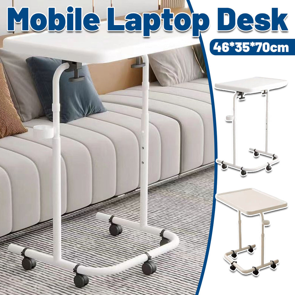 Mobile Laptop Cart Featuring Tilt Top and Cup Holder