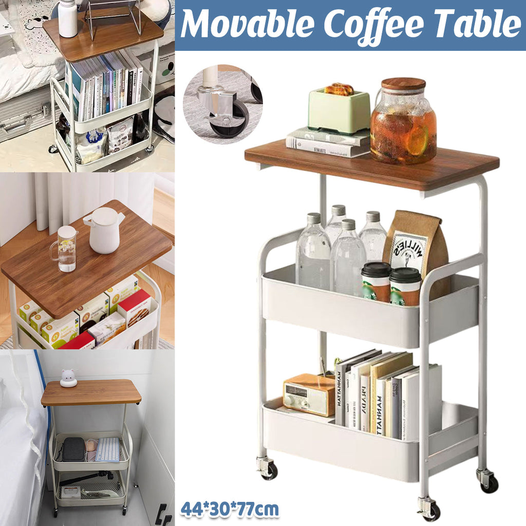 Mobile Coffee Cart Featuring a Mesh Storage Basket