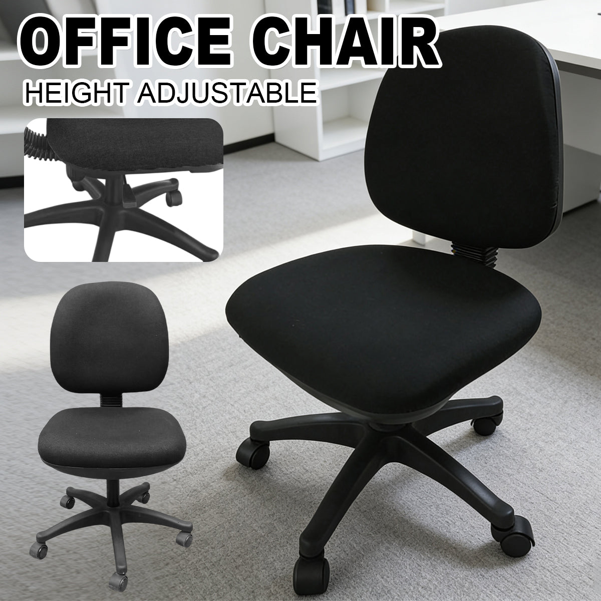 High-Back Fabric Office Task Chair with 5-Wheel Base