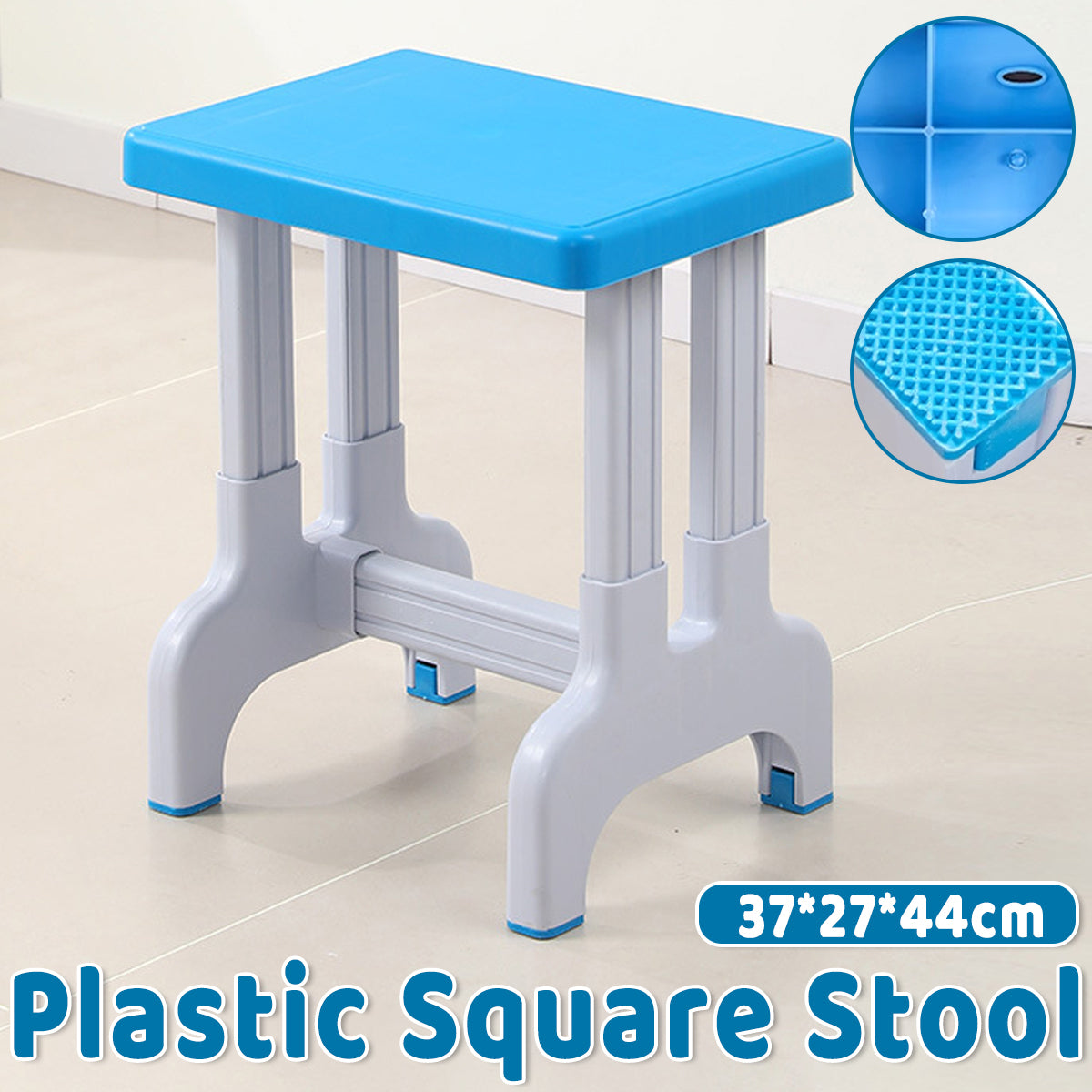 Stackable PP Square Stool with Non-Slip Pads