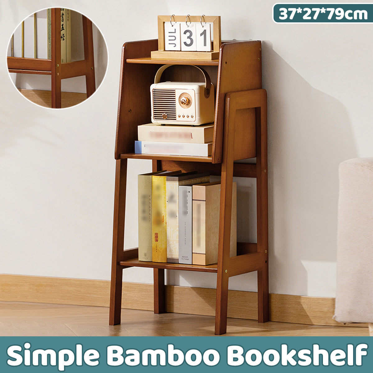 Open Bamboo Bookcase Featuring Storage Compartments