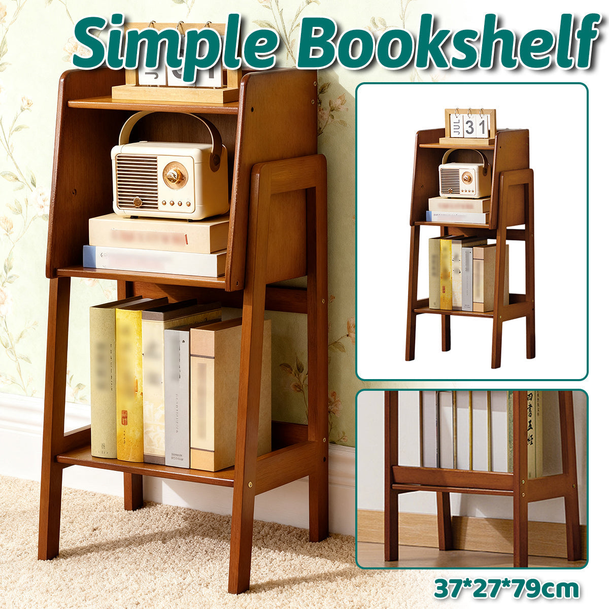 Open Bamboo Bookcase Featuring Storage Compartments