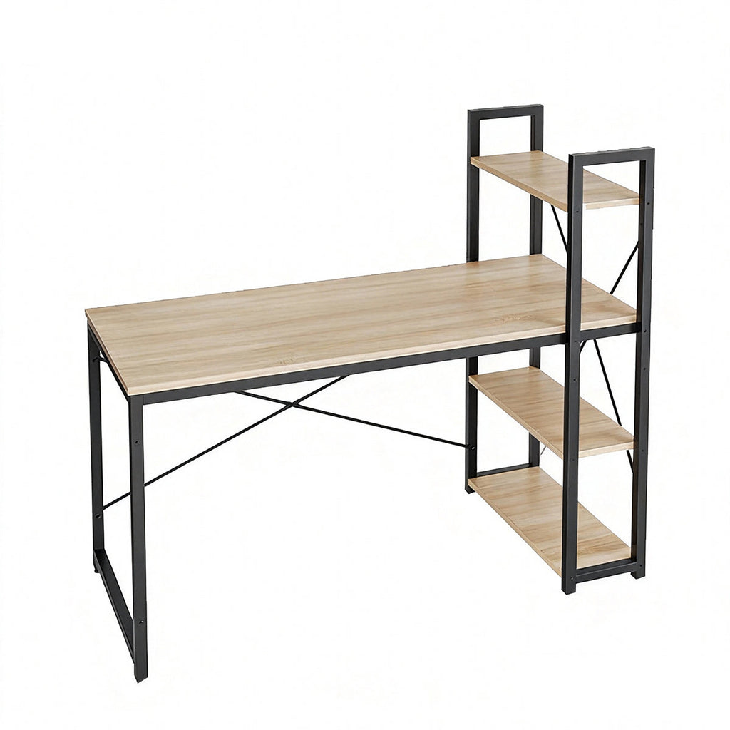Home Study Desk Featuring a Reversible Side Bookcase