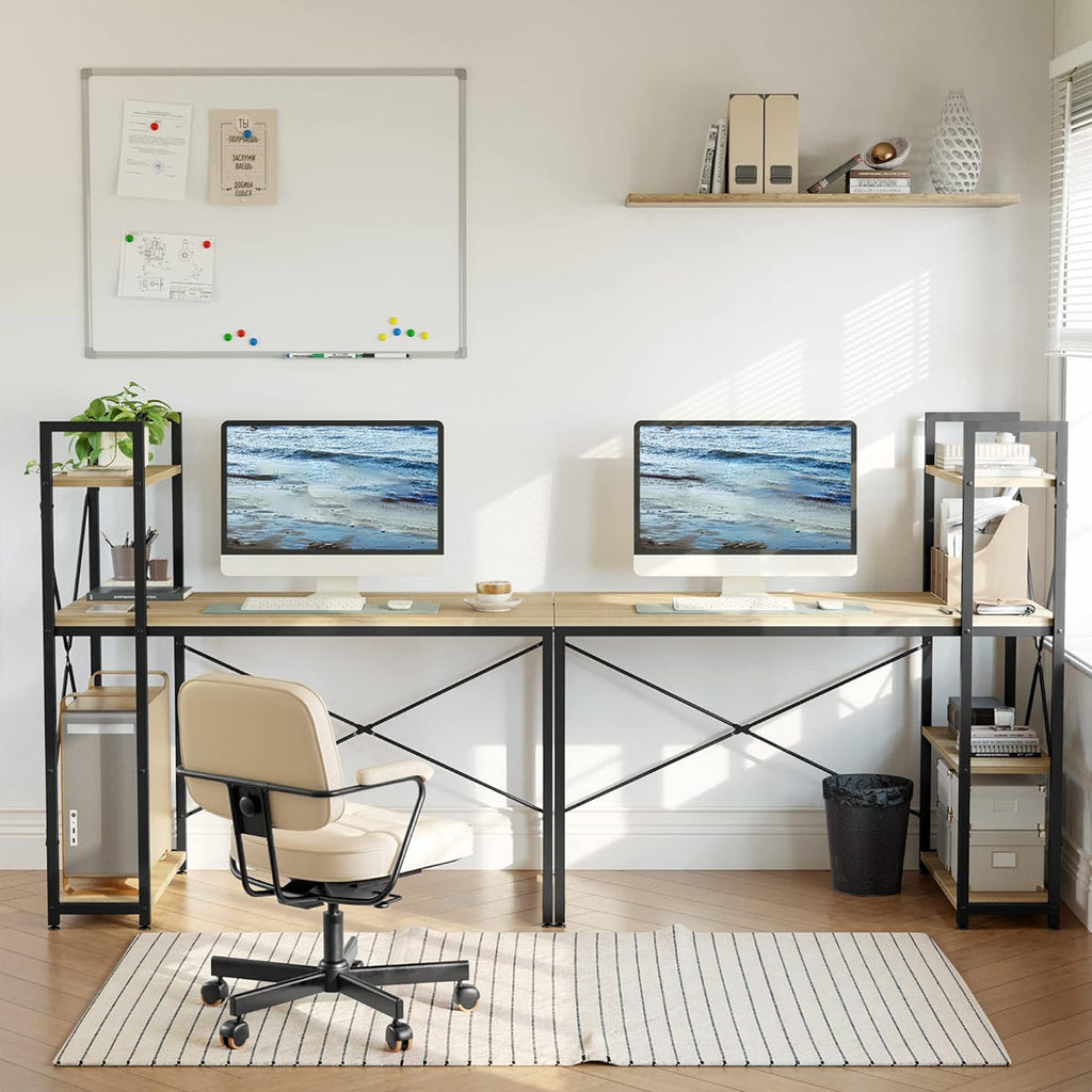 Home Study Desk Featuring a Reversible Side Bookcase
