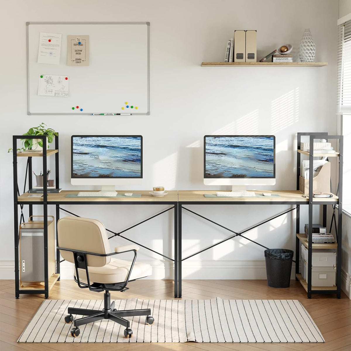 Home Study Desk Featuring a Reversible Side Bookcase