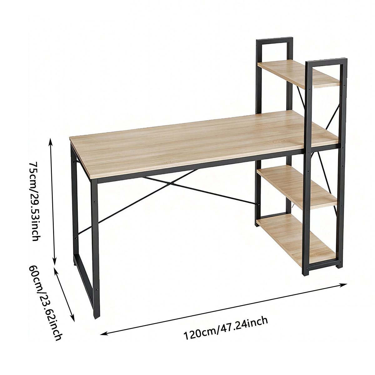 Home Study Desk Featuring a Reversible Side Bookcase