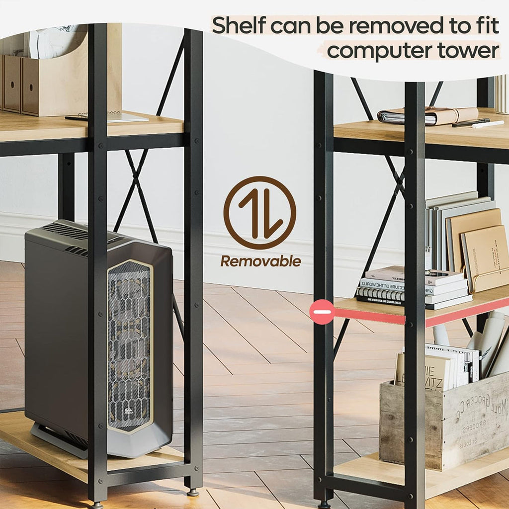 Home Study Desk Featuring a Reversible Side Bookcase