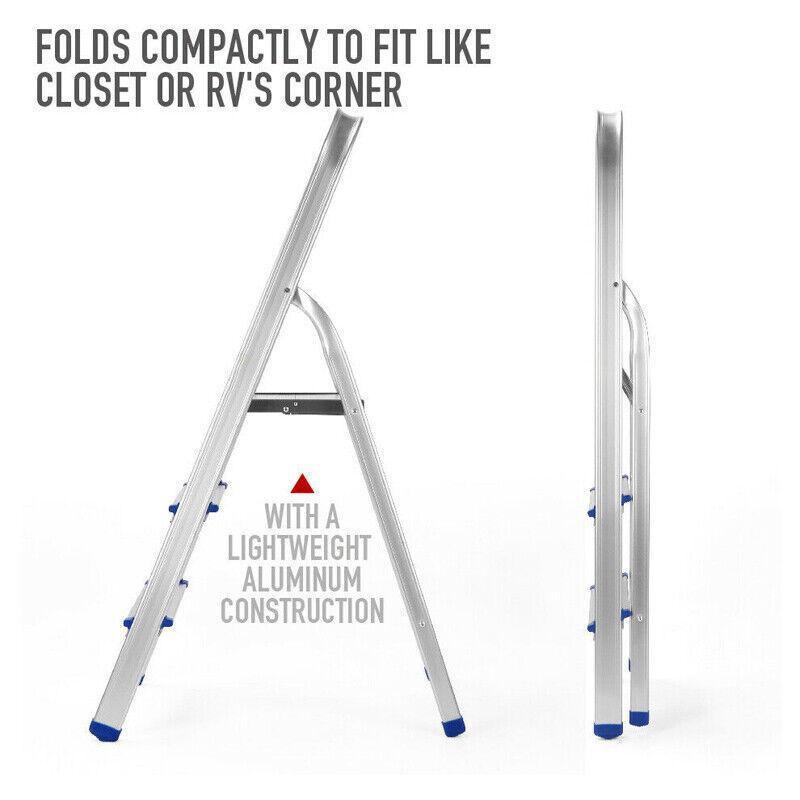 3/4/5 Step Multi-Purpose Folding Ladder Aluminium Light Weight Non Slip Platform - Aimall