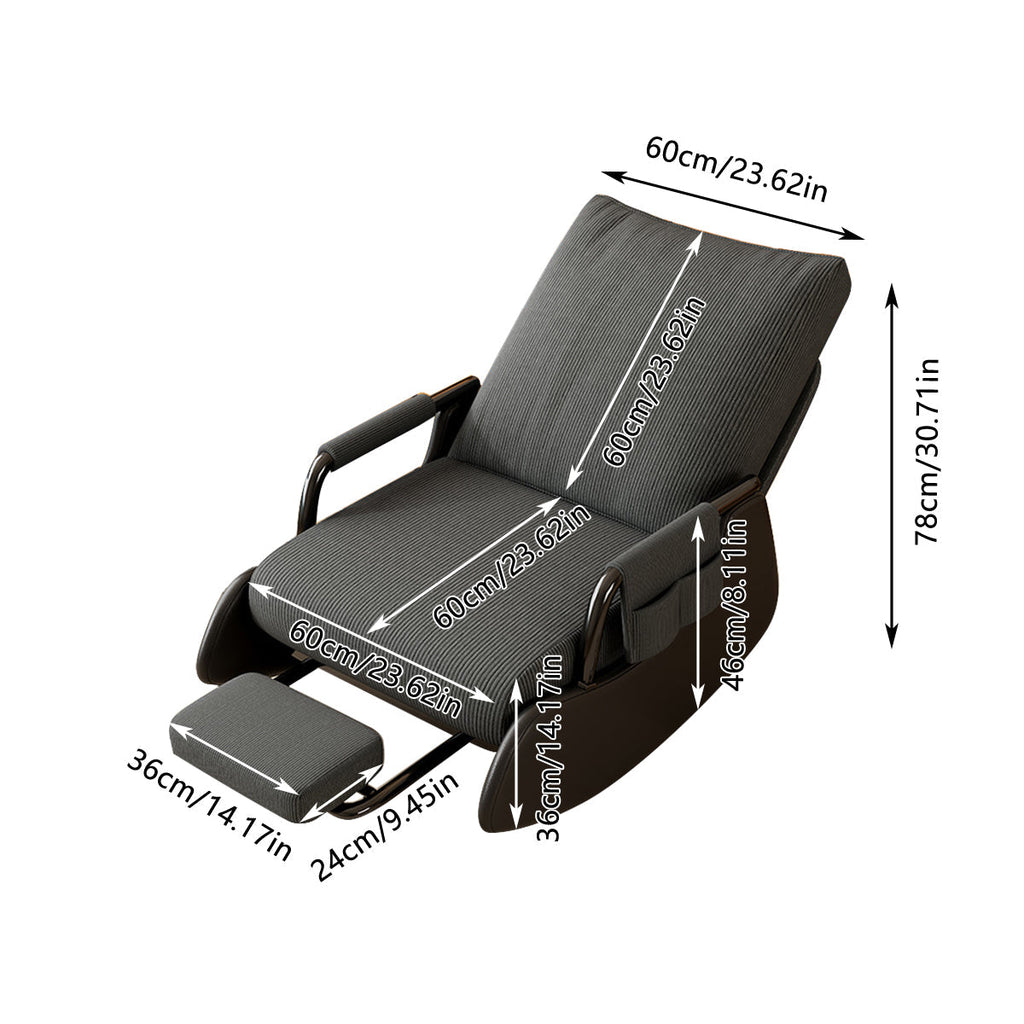 Foldable Lounge Recliner with a Solid Wood Base