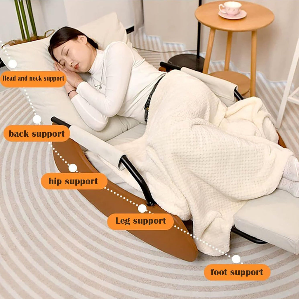 Foldable Lounge Recliner with a Solid Wood Base