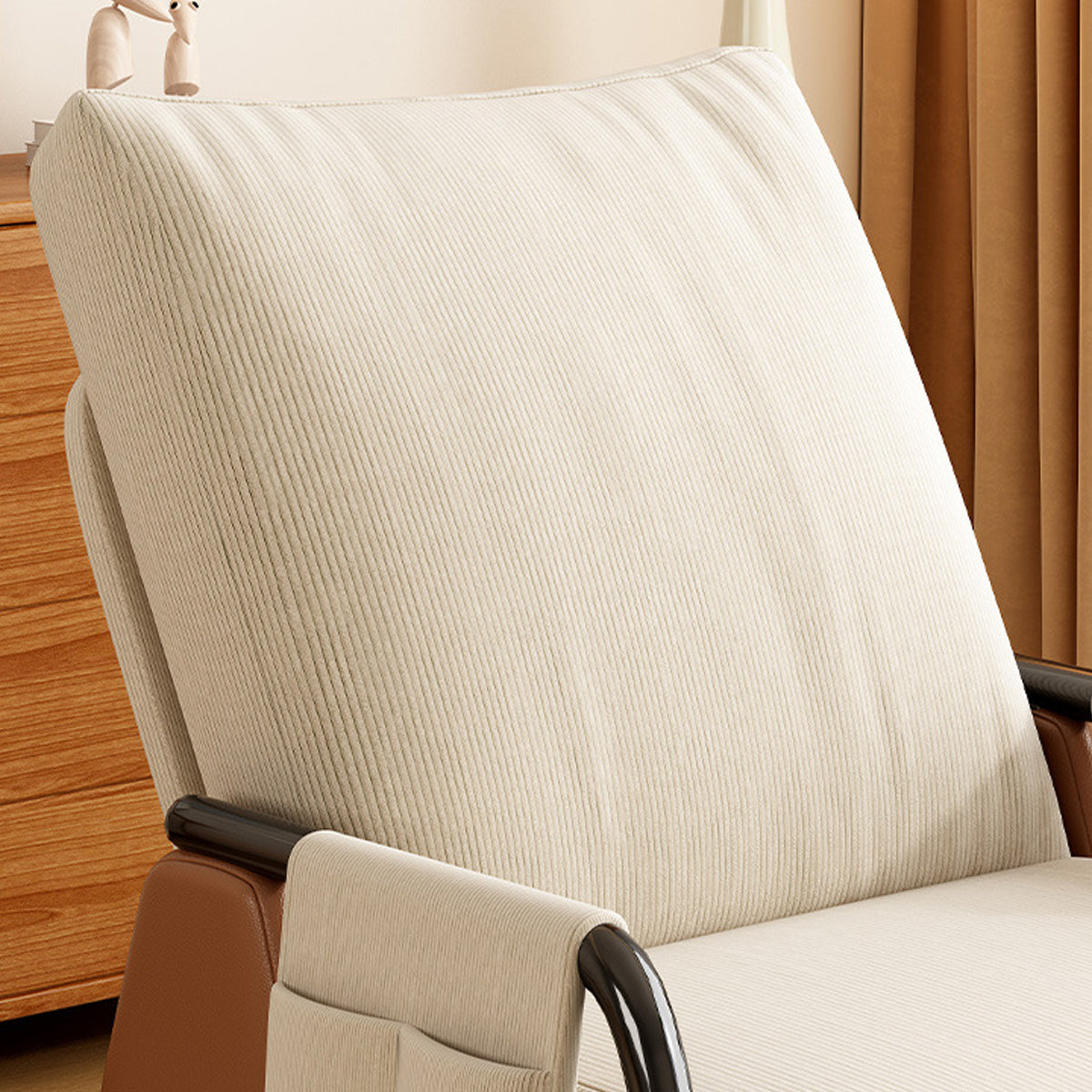 Foldable Lounge Recliner with a Solid Wood Base